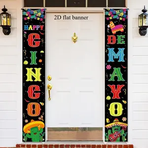 2D banner Cinco de Mayo Door Banner Porch Signs Decoration Mexican Theme Door Wreath Welcome Hanging Sign for Indoor/Outdoor Festival Party Bunting Entryway Deco, Party Decorations, Mexican Themed Decorations