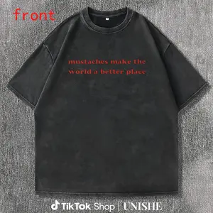Funny Mustache Lover T-Shirt – Washed Tee Saying Make The World A Better Place