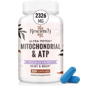Resciency 2326 MG Mitochondrial Supplements with ATP, Vitamins, CoQ10 & PQQ, More Effective Than Creatine HMB & Nitric Oxide, Energy, Endurance, Strength, Recovery & Muscle, Organic, 120 Capsules