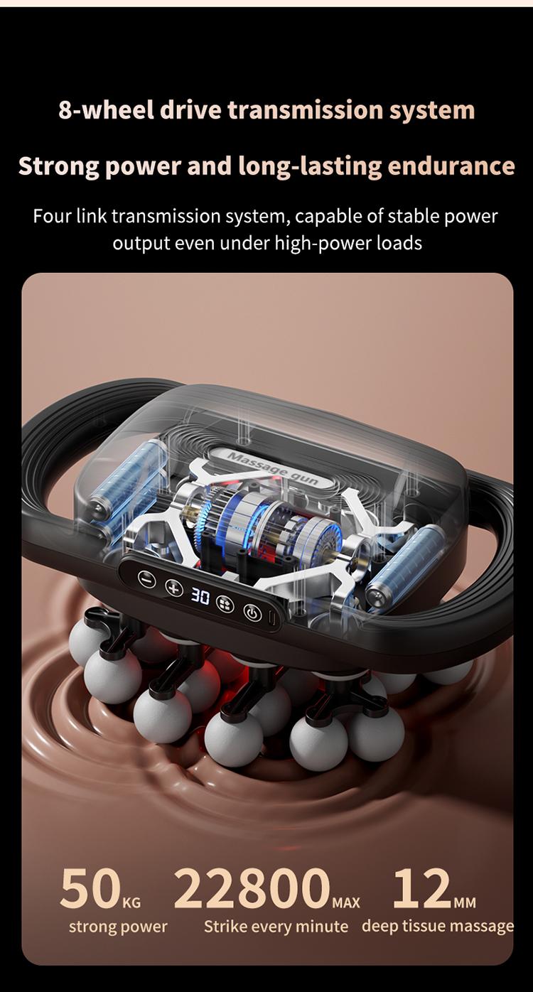 24 fascia guns with 3 modes to adjust 30 levels of massage vibration, used to relieve pain in the back, shoulders, legs, and feet. Equipped with a red light massage gun, it can be used as a gift to adjust daily fitness routines