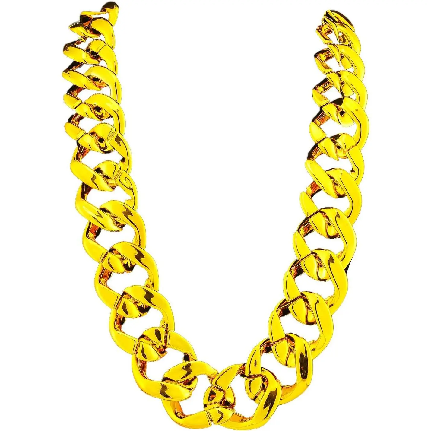 Gold Chain Necklace, 35.5 Inch Chunky Chain Golden Ultra Luxury Looking Feeling Real Solid  plated Curb Fake Neck Chain for Party Dancing