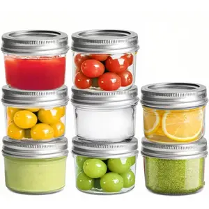 Mini Mason Jar 3.4 ounces, standard mouth Mason jar, with lid and sealing ring, small glass jar, suitable for spices, jams, honey, jelly, desserts, wedding favors, DIY candle decorations: Home & Kitchen