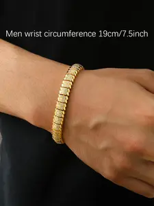ICED CHICS 9mm Unisex's Cool Fashionable Snake Bone Polygonal Hip-hop High Quality Exquisite Trendy Bracelet, Luxurious Sparkling Synthetic Gemstones Snake Chain Bracelet for All Occasions Fashion Bracelets