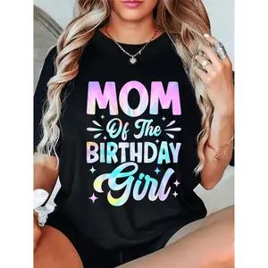Stylish Maternal Birthday Graphic T Shirt Casual Crew Neck Short Sleeve Lightweight Comfortable Top for Spring and Summer Celebrations Travel Relaxed Fit Mama Tee