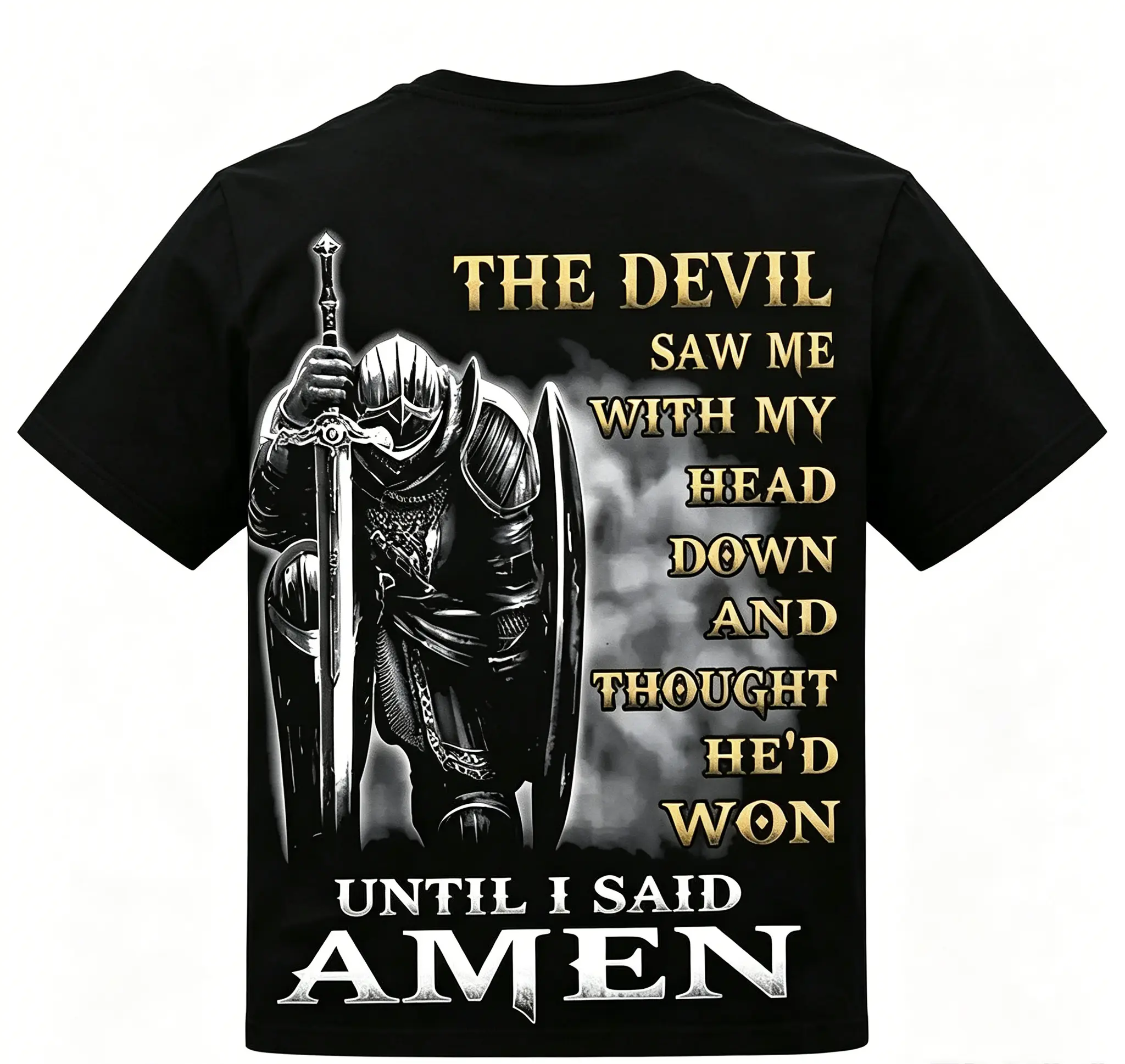 Men's 100% Cotton Casual Graphic Tshirt - Vintage Knight Templar Christian Cross Print, Crew Neck, Classic Fit, Short-Sleeve Religious Streetwear, Plus Size Up to 5XL (XXXXL Available), Casual Graphic Design