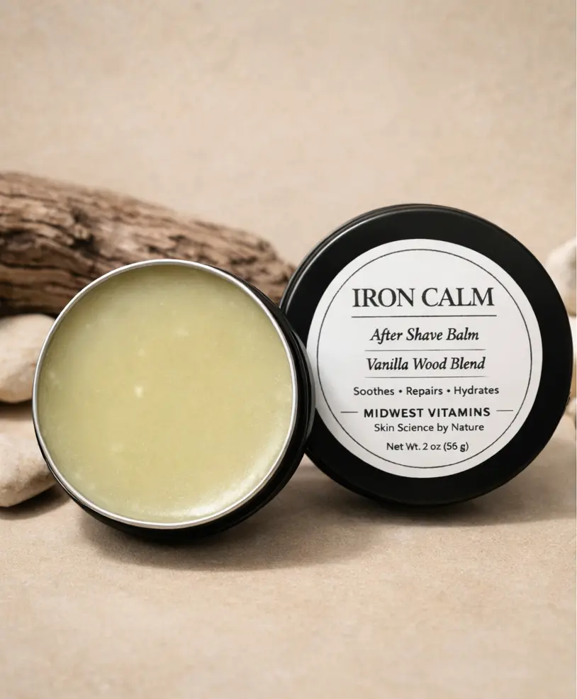 Iron Calm After Shave Balm – Razor Burn Relief + Tallow Skin Repair | No Sting After Shave | Vanilla Wood