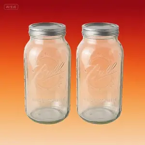 64oz Wide Mouth Glass Jars with Lids & Bands - 2-Pack Half Gallon Storage Containers for Kitchen, Canning, Herbs, Jelly, Jams, Spices - Clear, Durable, Reusable - Airtight Seal for Freshness & Longevity