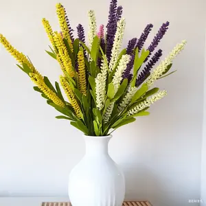 5 Pcs Artificial Lavender Stems, Nordic Farmhouse Style Decorative Flowers for Home Tabletop Display Photography Props Hotel Mall Arrangement