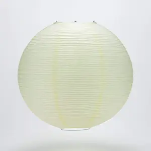 12" Beige/Ivory Fine Line Premium Even Ribbing Paper Lantern, Extra Sturdy