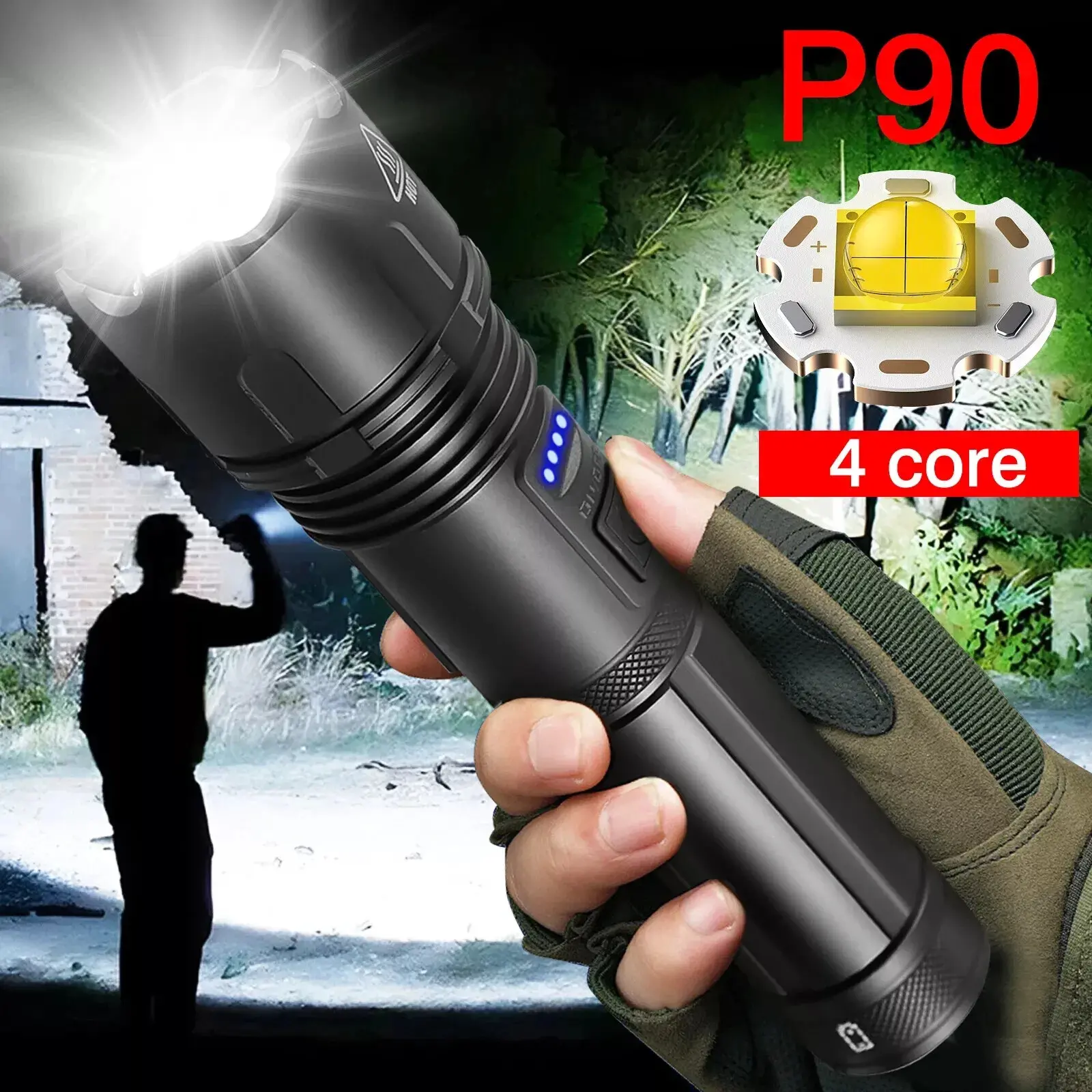 1000000 Lumens Super Bright LED Tactical Flashlight Rechargeable LED Work Light 1000000 Lumens Super Bright LED Tactical Flashlight Rechargeable LED Work Light