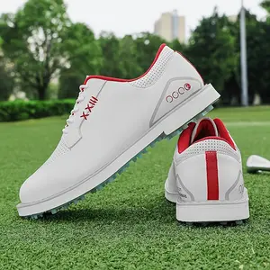 Men'S Professional Non-Slip Golf Shoes, Casual Lace-Up Sneakers, Solid Color, All-Season, with PU & Microfiber Synthetic Faux Upper, Fabric Inner, Rubber Sole, for Ball Games, Outdoor & Sports Fuel