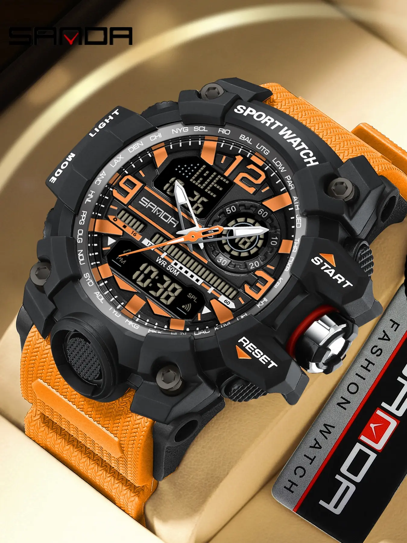 Sanda Fashion Trendy Electronic Watch hourly timer alarm clock multifunctional men's watch outdoor night light waterproof youth men's and women's watch Digital Watches Fashionable Watches