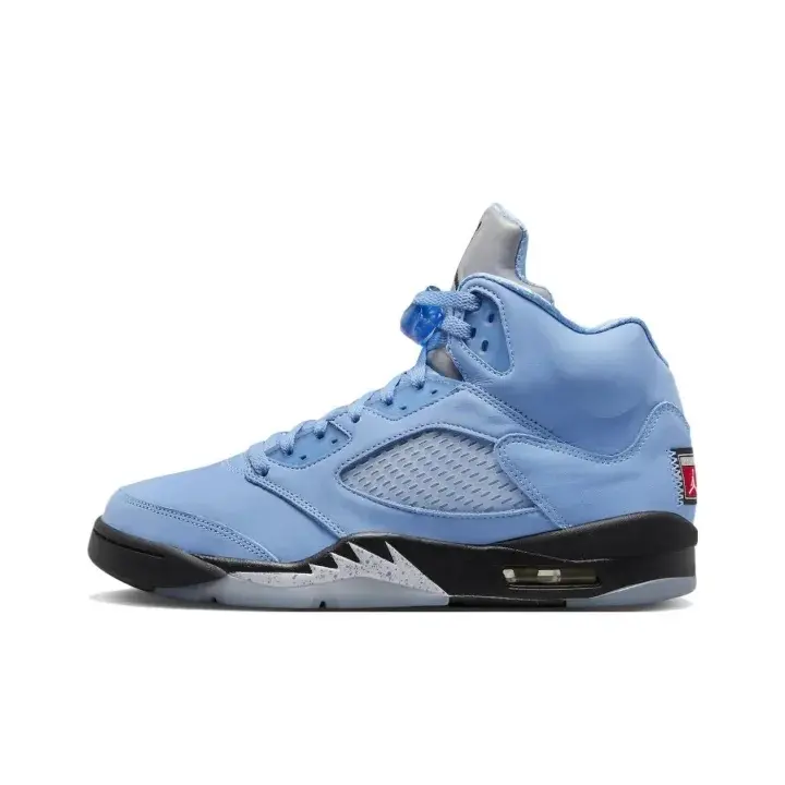 High top basketball sneakers light blue black smooth leather breathable mesh insert air cushion midsole speckled accents comfy fit youth streetwear unisex outdoor daily basketball footwear