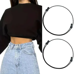 2 Pcs Shirt Tuck Band Women, Adjustable Crop Band for Tucking Shirts Belly Leaking Elastic Bands to Change The Style of Your Top Shirt Stays Belt for Women