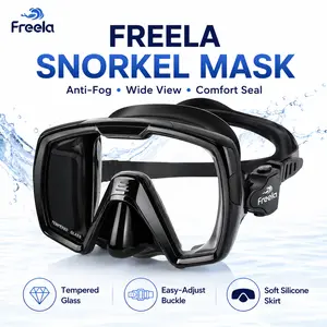 Freela Adult Swim Goggles Mask for Adult with Nose Cover, Tempered Glass Anti Fog Waterproof 180° Clear Wide View men women