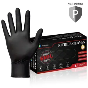 PROMEDIX P Heavy Duty Nitrile Gloves,6mil-100 Count,Black Disposable Cooking Gloves,Latex Free,Powder Free reusable pet hair remover glove mil sterile Wet & Dry Mop Pads Powder-Free