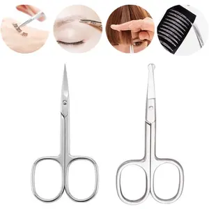 Precision Eyebrow Scissors – Stainless Steel Trimming Tool for Eyebrows, Nose Hair & Lashes (Pointed/Rounded Tip)