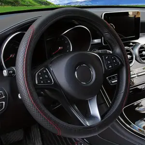 Car Steering Wheel Cover, PU Leather Car Steering Wheel Cover, Elastic Band Anti-slip Protective Case, Auto Interior Accessories, Automotive