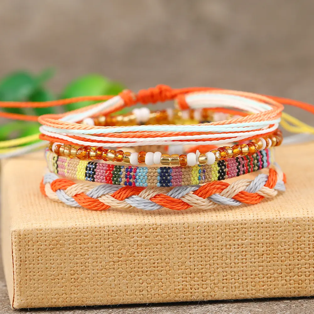 4 piece set of rice beads in orange