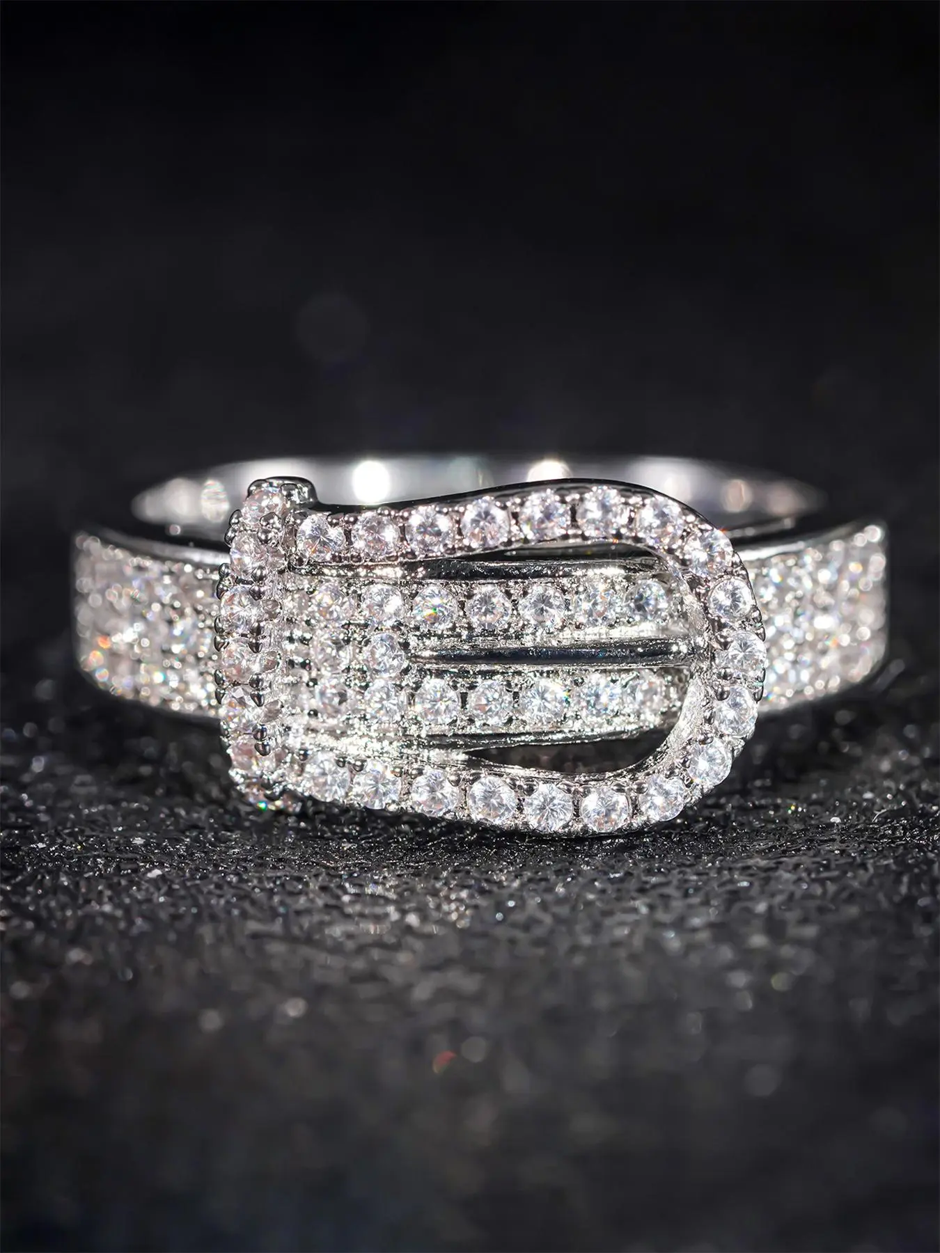 Fashion Artificial Zircon Inlaid Ring, Statement Ring, Fashion Jewelry for Party, Daily Clothing Decor, Trendy All-match & Exquisite Jewelry for Birthday Gift