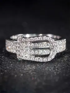 Fashion Artificial Zircon Inlaid Ring, Statement Ring, Fashion Jewelry for Party, Daily Clothing Decor, Trendy All-match & Exquisite Jewelry for Birthday Gift