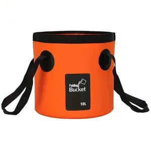 Portable Folding Water Bucket, Collapsible Water Container, 12L Water Storage Bag with Straps, Multifunctional Water Storage Bag for Outdoor Camping Hiking, Water Storage Bladder