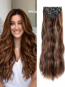 Clip in Hair Extensions , 20 inch ,  Invisible Remy Human hair Clip in Extensions for Women Seamless Straight 4Pcs Double Weft Chocolate Brown to Caramel Blonde Balayage Hair Extensions