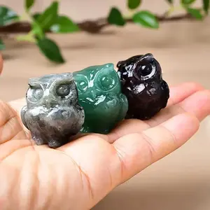 Random Color Artificial Crystal Owl Design Ornament, 4 Counts/set Cute Animal Design Desktop Decoration, Desk Ornament for Home Office