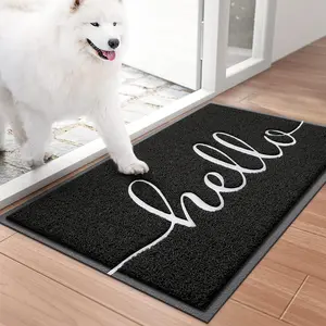 Door Mat (30"x17.5",Black), Welcome Mat Low Profile Front Doormat Floor Mat Non Slip Rugs for Entryway, Patio, High Traffic Areas