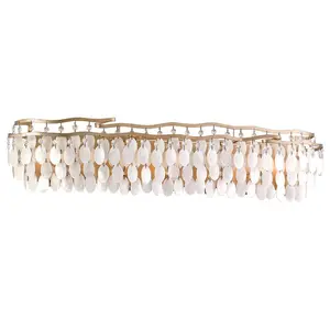 Dolce 7-Light Vanity Light with Dazzling Crystals and Capiz Shell Accents in Champagne Leaf Finish
