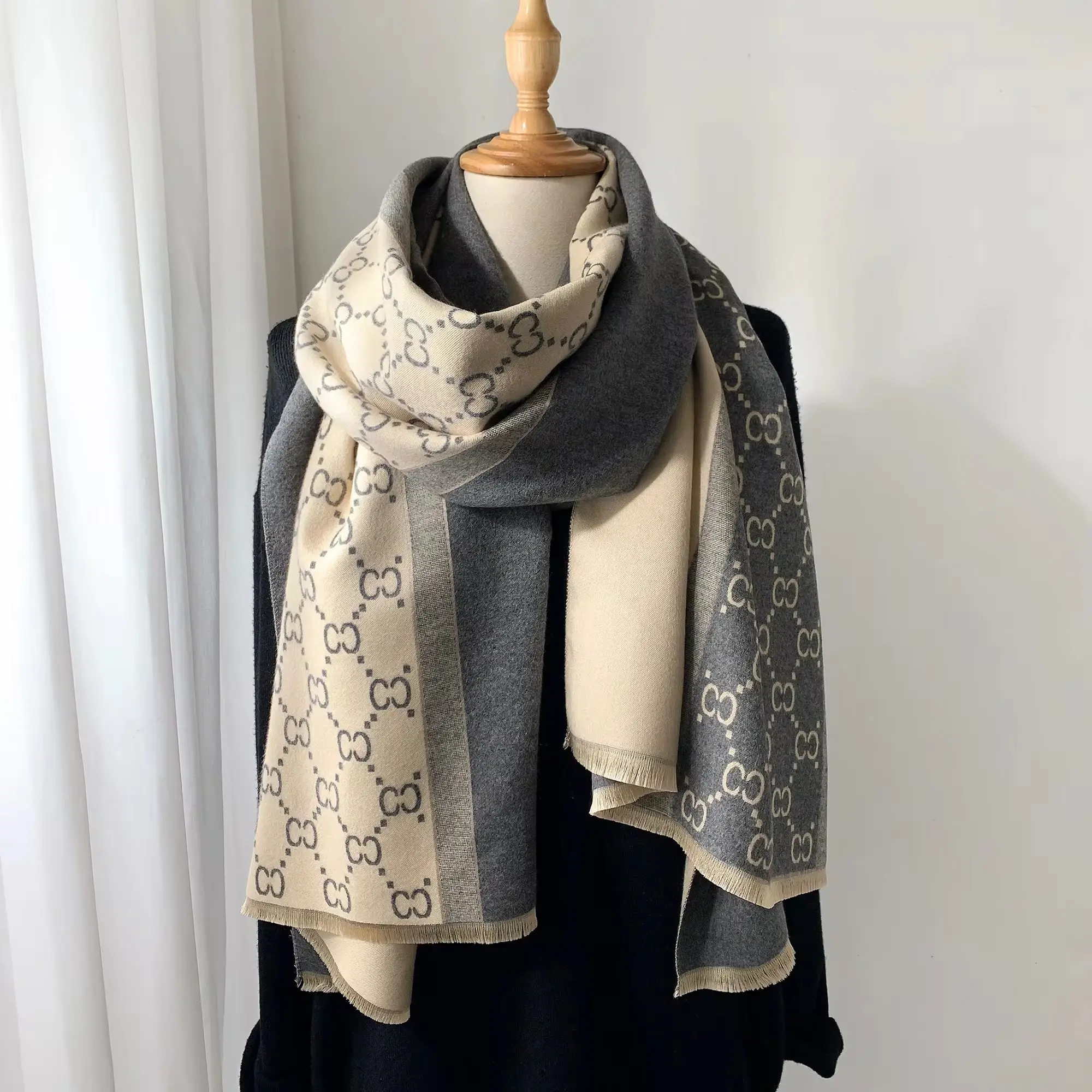 Winter Women'S Scarf Luxury Design Double Sided Cashmere