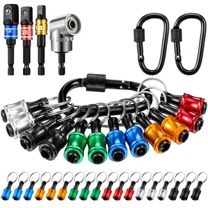 18 Drill Bit Holder Keychains  3 1/4 3/8 1/2 Socket Hex Shank Extension Quick Release Accessories 105° Attachment Adapter For Tools Home Improvement Gift (multicolor)Quesear