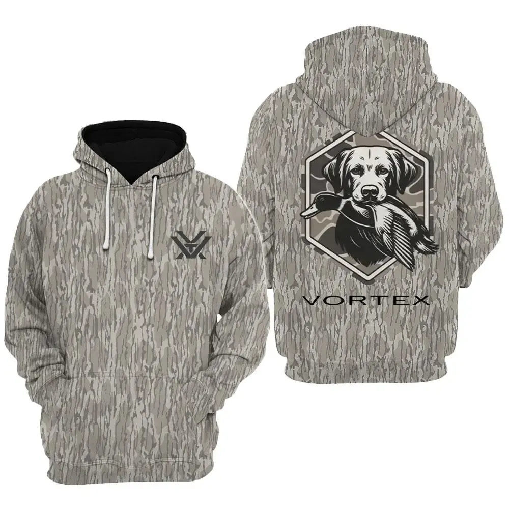 Mossy Oak Bottomland Camo Hunting Hoodie Duck Hunting Retriever Graphic Hooded Sweatshirt for Men Outdoor Waterfowl Deer Hunting Pullover