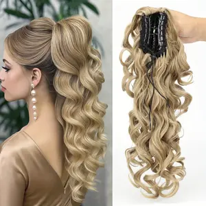 18-Inch Long Curly Wave Claw Clip Ponytail Hair Extensions, Heat-Resistant Synthetic Hairpiece , Suitable For Women Suitable For Daily Wear