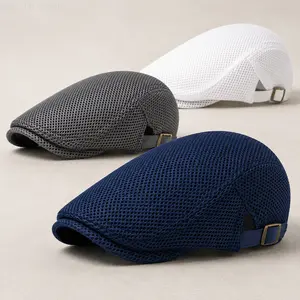 Men's Breathable Mesh Summer – Adjustable Flat Cap, Newsboy Cap, Beret, Ivy Cap, Irish Driver Cap, and Fishing Vintage Large Capacity Style Messenger Bag Playing Card Fedora Hat