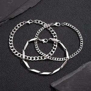 Chain bracelet set thick chain thin chain bamboo chain stacking hand jewelry daily matching