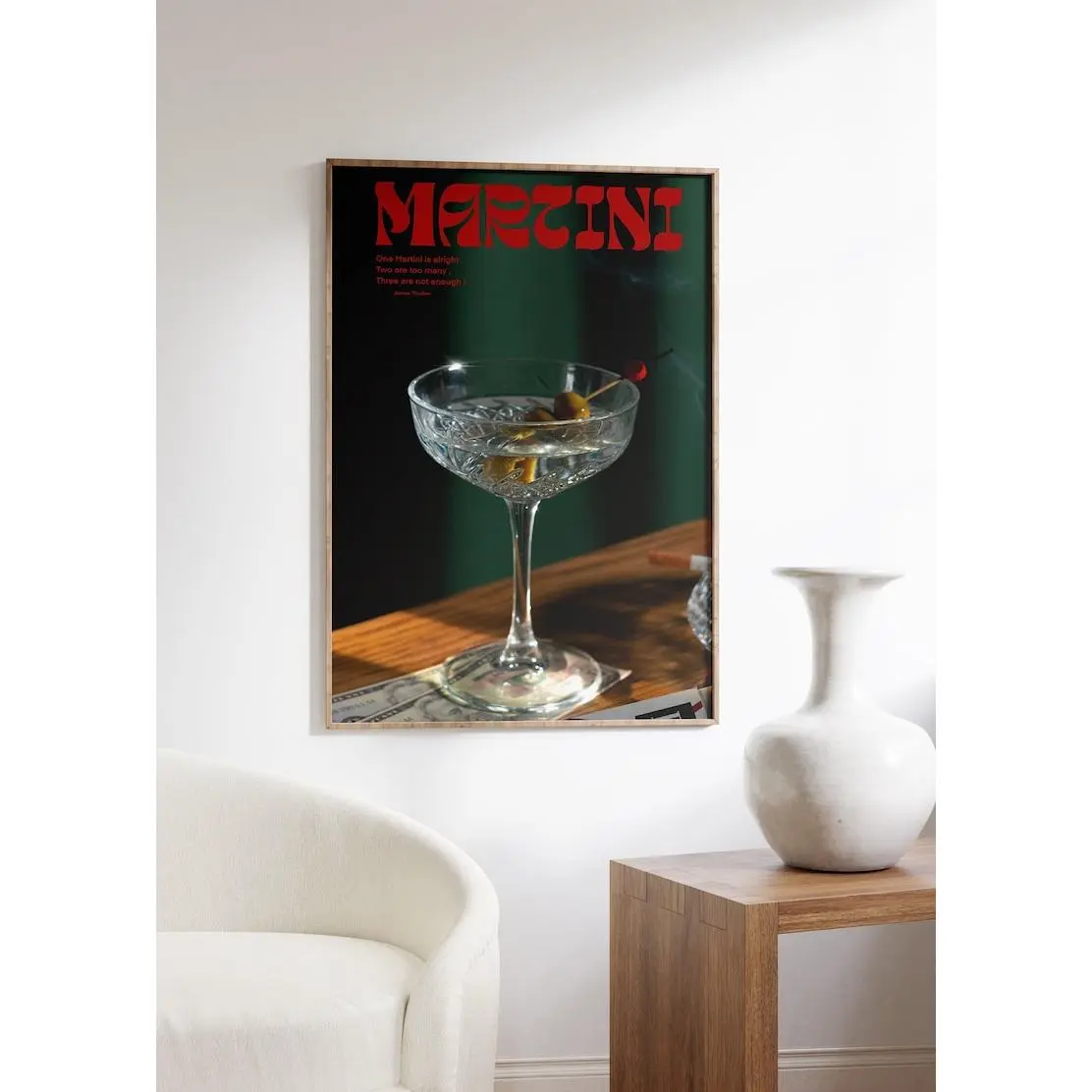 Martini Poster, 70s Wall Print, Red Wall Art, Kitchen Wall Decor, Summer House Poster