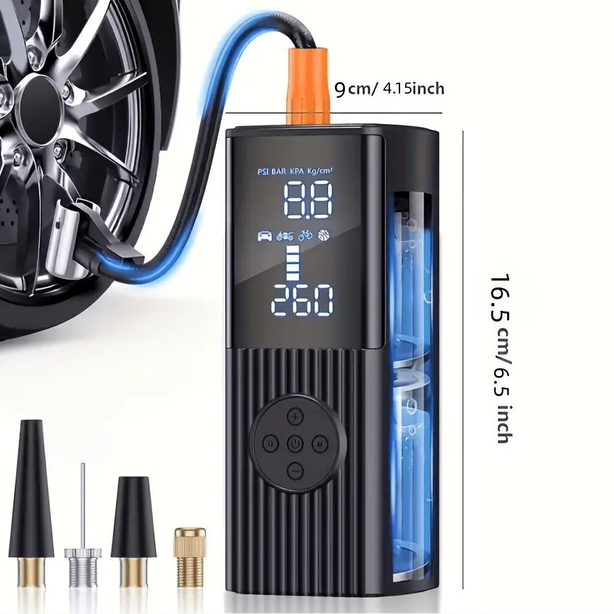150PSI Portable Air Compressor,Portable Multi-function Tire Inflator, Intelligent Tire Pressure Identification, Preset Tire Pressure, LED Emergency Lighting, Local Warehouse Shipping