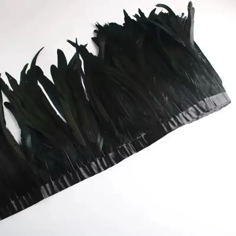 1 Yard Natural Rooster Feather Decoration - Realistic Feather Decoration for Feather Shawls, Capes, Gloves, Dresses and Home Party Decorations Natural Look for Dresses, Crafts, Decorations DIY