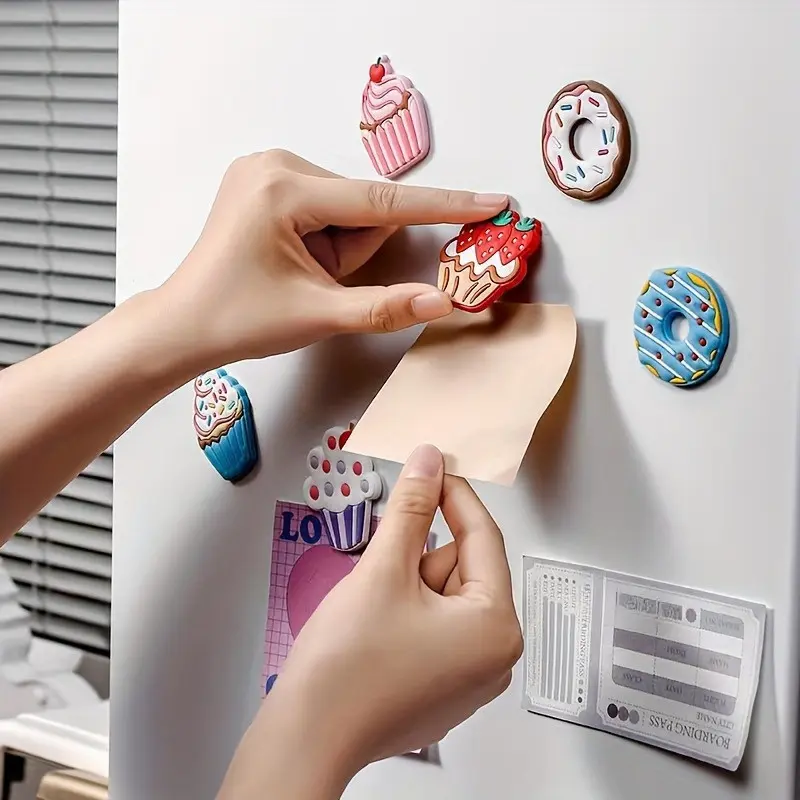 7pcs, Refrigerator Decorating Magnet, Fridge Magnets, Donut Shaped Fridge Magnets, Kawaii Refrigerator Magnets, Whiteboard Magnets, Decorative Refrigerator Magnets, Cute Office Kitchen Magnets, Chrismas Gifts, Home Decoration
