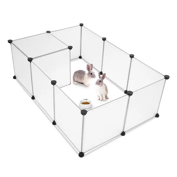 Pet Playpen Portable Small Animals Playpen, Customizable Shape & Height Pet Fence Yard Fence for Guinea Pigs, Bunny, Ferrets, Mice, Hamsters, Hedgehogs, Puppies, Turtles-12 Panels Pet Playpen, Portable Large Plastic Yard Fence Small Animals