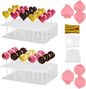 304 Pcs Cake-Making Kits, Cake Pop Mold, 2 Pcs Spherical and Shaped Molds, 2 Pcs 15-Hole Display Stands, 100 Pcs 5.91 Inches Sticks, 100 Pcs Wrapping Papers and Gold Twist Ties