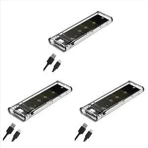 3X M.2 NGFF SATA Dual Protocol SSD Case USB Type C 10Gbps PCI-E M2 SSD Transparent External Enclosure Hard Disk Box