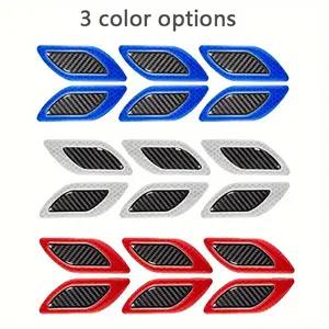 6pcs Car Reflective Decorative Stickers Bumper Safety Device Anti-collision Strips Carbon Fiber Scratch Blocking 3 Color Options