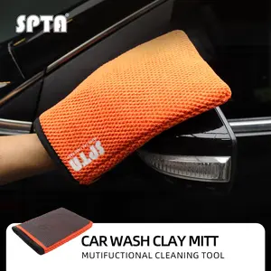 SPTA Clay Mitt, 1Pc Fine Grade Clay Bar Wash Mitt, Clay Eraser Mitt for Car Detailing, Auto Detailing Clay Bar Glove Quickly Removes Debris from Your Paint, Glass, Wheels, & More
