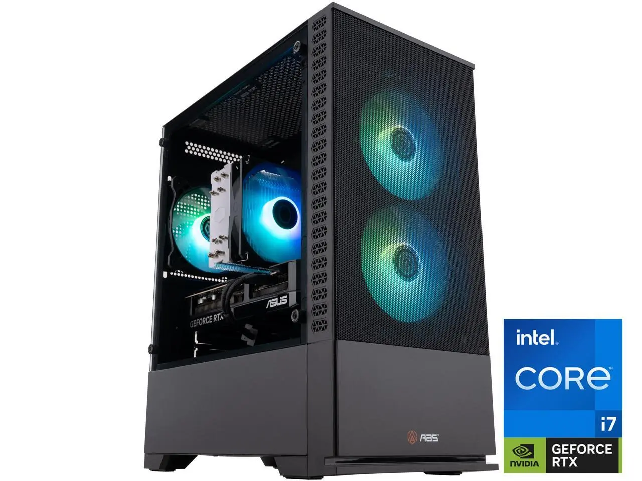 ABS Cyclone Aqua Prebuilt Gaming PC - Windows 11 - Intel Core i7-14700F - GeForce RTX 5070 12GB - DLSS 4 - 32GB DDR4 - 1TB NVMe SSD