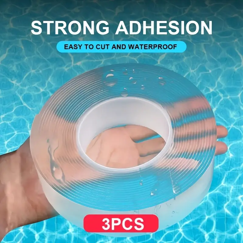 3/6PCS Heavy Duty Double Sided Tape 3 Rolls Clear Adhesive Sticky Nano Tape Reusable Washable Traceless for Home Office Car Wall Decor Removable Mount