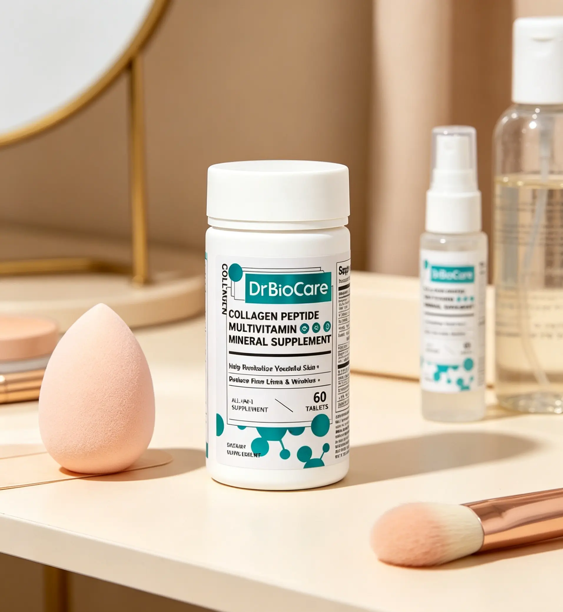 DrBioCare Complete Wellness Dietary Supplement, Collagen Vitamin D3 C Probiotics B Vitamins Blend