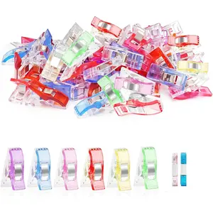 Plastic Clips, Multipurpose Sewing Clips  Quilting Clips Assorted Colors Fabric Clips for Sewing Supplies Quilting, Sewing Quilting Supplies, 50 count Clips, Add Two Rulers