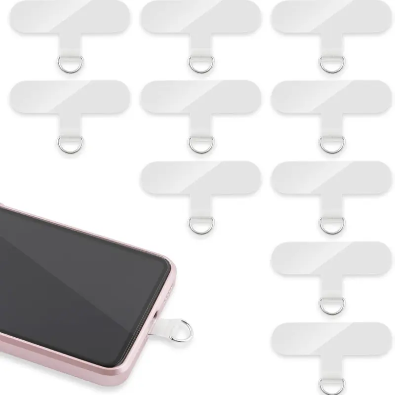 Phone Tether Tab 10 Count Universal Lanyard Patch Without Adhesive Transparent Cellphone Metal Sturdy Thin Design for Cellphone Strap iphone Smartphone